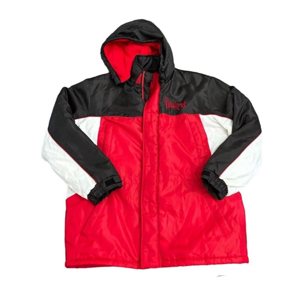 Vintage Y2K Huskers Red Black White  Puffer Coat Jacket Size Men's XLarge XL